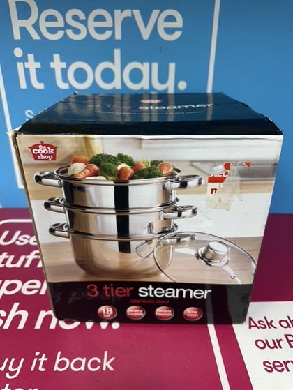 THE COOK SHOP STAINLESS STEEL 3 TIER STEAMER BOXED