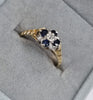 9ct Gold Flower Ring Blue Stone Size N