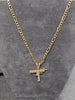14ct Yellow Gold Pave 'Uzi' Machine Gun Pendant & Figaro Chain