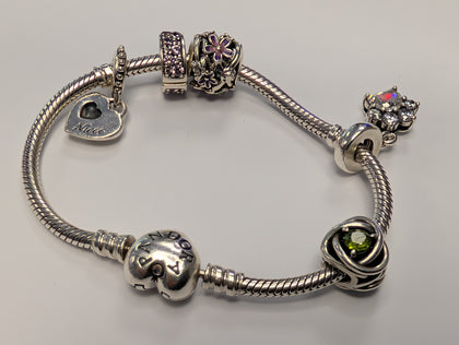 Pandora charm bracelet with charms