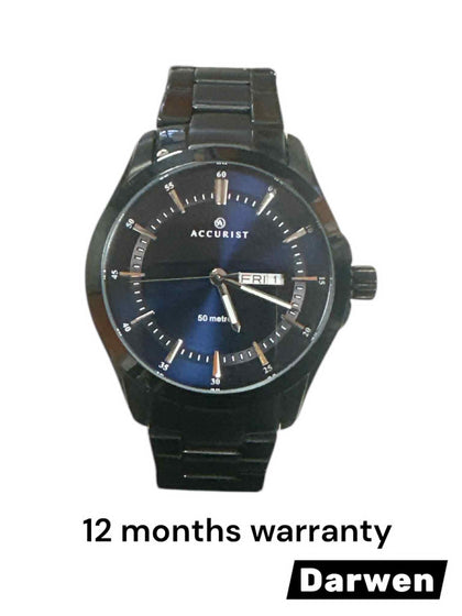 Accurist Men's Watch with Blue Dial and Black Bracelet