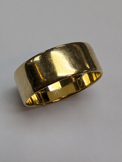 18CT GOLD WIDE WEDDING BAND SIZE P.5 PRESTON STORE