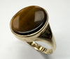 9ct yellow gold tigers eye signet ring size U