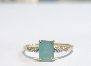 9ct Yellow gold Ring With Grandidierite And White Zircon - 1.94G - Size U - Hallmarked