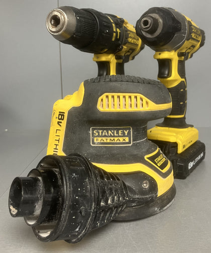 Stanley Fatmax Combi Drill, Impact Driver, Palm Sander x2 1.3ah batteries and charger