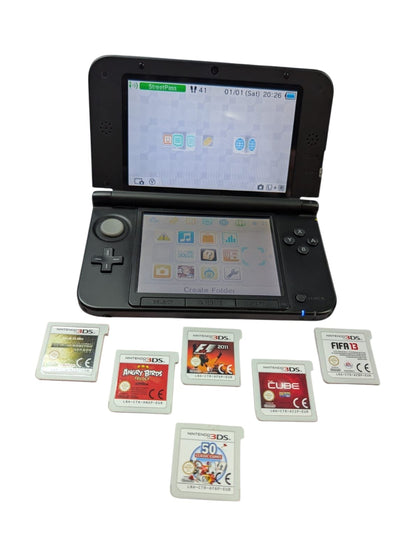 Nintendo 3ds Xl Red Black Console with 6 games