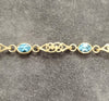 9ct Yellow Gold Celtic Bracelet with 5 Bezel Set Blue Stones - 7"