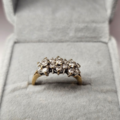 9ct Yellow Gold CZ Cluster Ring Size L 1/2