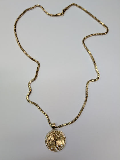 14ct Gold Rope Chain With Tree of Life Pendant