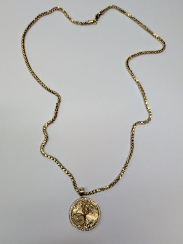 14ct Gold Rope Chain With Tree of Life Pendant
