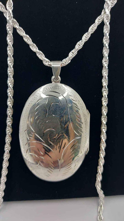 925 Sterling Silver Rope Chain Necklace With Opening Locket For a Photo - 24