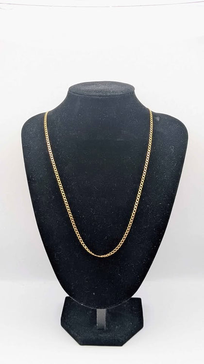 375 HALLMARKED 9CT, YELLOW GOLD, FINE CURBED CHAIN, 22