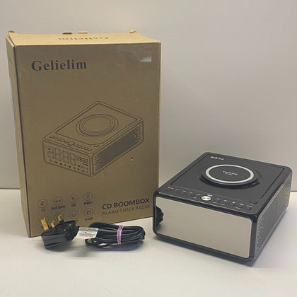 Gelielim LC-10W CD Boombox Alarm Clock Radio in Black Boxed