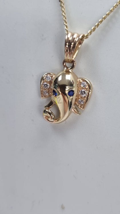 9ct gold necklace with elephant pendant