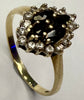 9ct Gold Ring with Black & Clear Stones