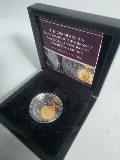 THE 2018 ARMISTICE CENTENARY REMEMBRANCE GOLD GALLANTRY PROOF DOUBLE SOVEREIGN (1 OF 299) 916 16G
