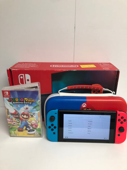 Nintendo Switch Neon Boxed with Case + Game