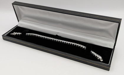 Hallmarked Silver 925, CZ Encrusted Cubed design Bracelet W/Open Box Lock, 8