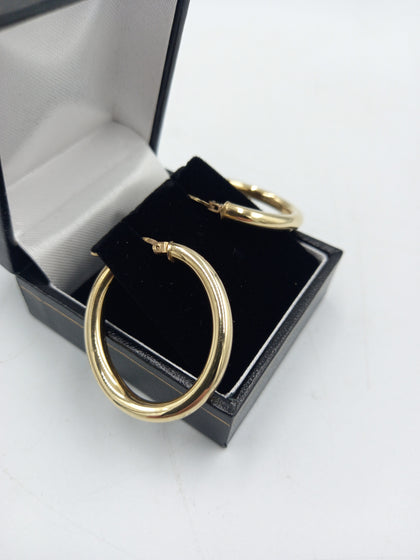 9CT Gold Ladies Hoop Earrings, Stamped & Hallmarked 375, 2.33Grams, Boxed