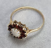 9CT GOLD OPAL/GARNET RING  "O"