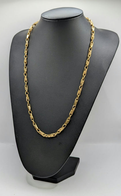 18CT 750 Hallmarked, Yellow Gold, Gypsy Link Chain W/ Lobster Lock, 26
