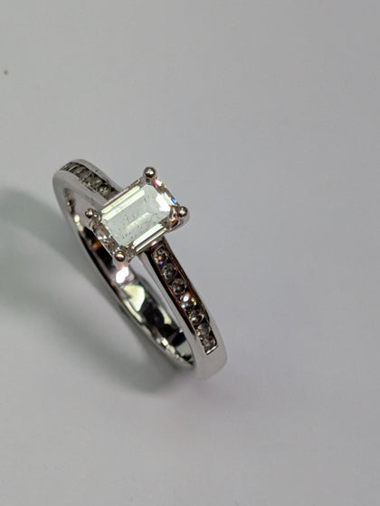 9ct White Gold Coffin Diamond Ring