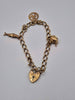 9ct Yellow Gold Charm Bracelet With Heart Clasp - 8" Long - 11.12 Grams