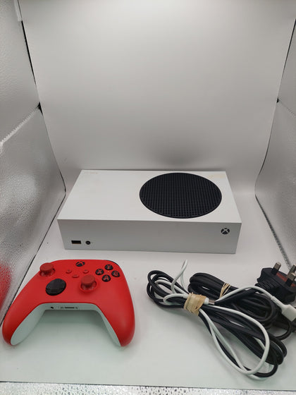 Xbox Series S Console, 512GB, White, Discounted includes red controller and power cable-discolouration and stains on console casing