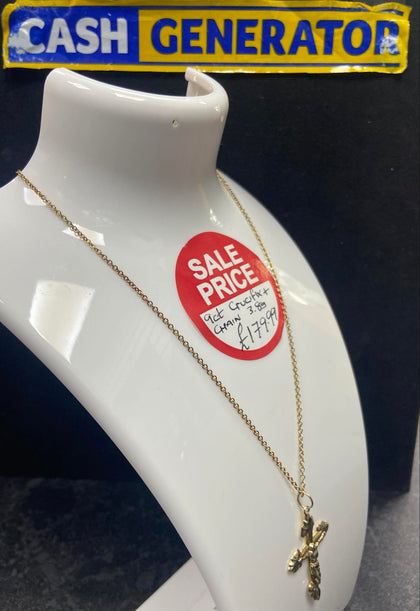 9ct Gold Chain and Crucifix Pendant 3.8g 18