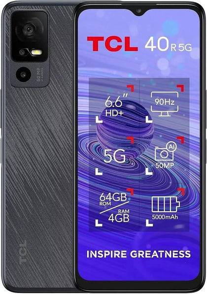 Tcl 40r 5g 64gb 4gb Unlocked 50mp Hybrid Dual Sim Android Smartphone -