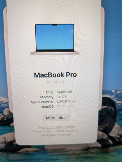Apple Mac Book Pro M5 Processor 24gb 1TB SSD Boxed
