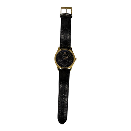 GUCCI Gold-Plated Case Genuine Lizard 126.4 Leather Strap Watch