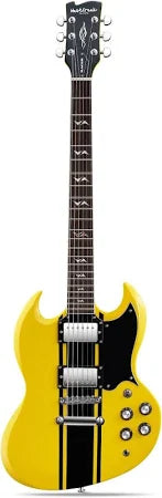 WestCreek RACER Solid Body Electric Guitar, Double Cut guitar, Rounded End Frets, Bone