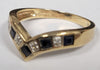 9Ct Yellow Gold Wishbone Ring With Clear And Black Stones - Size Q - 2.86G - Hallmarked