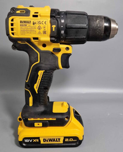 DeWalt DCD709 Brushless Drill + DeWalt 18v 2.0AH Battery Plus Charger and Screwdriver Bit set