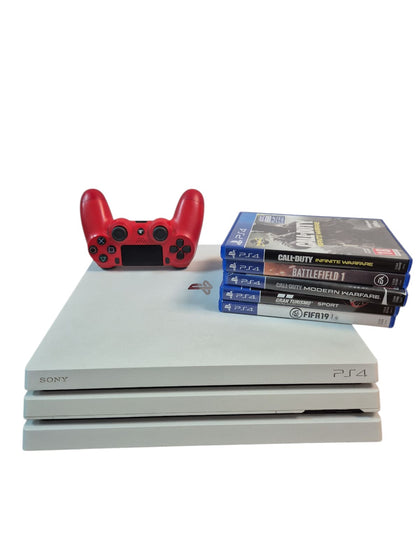 PlayStation 4 Pro 1TB - White, with 5 games