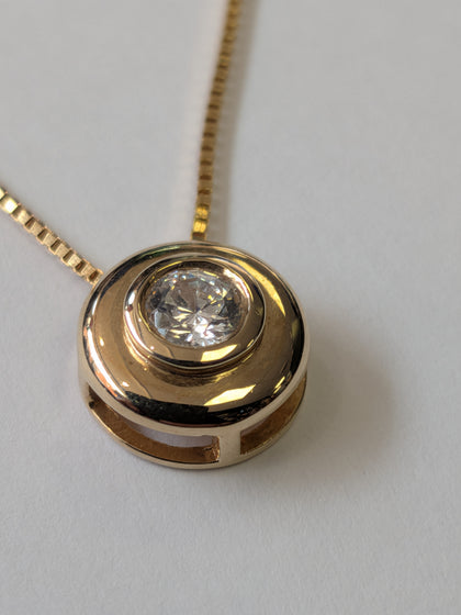 14ct Gold Necklace &  Cz Eye Pendant