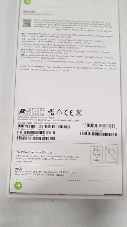 Apple iPhone 16e - 128 GB - Black unopened