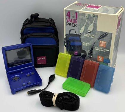 Game Boy Advance SP AGS-001 Console, Cobalt Blue, WITH BAG AND CASES'S
