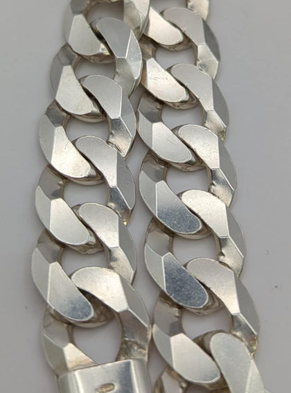 925 SILVER HALLMARKED, THICK CURBED CHAIN WITH LOBSTER LOCK, 8