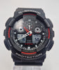 Casio G-Shock GA-100 Men's black and red shock proof digital time zone watch BOXED