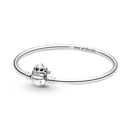 Pandora Disney Moments Stitch Biting Clasp Sterling Silver Bangle & Beauty is Found within sharm