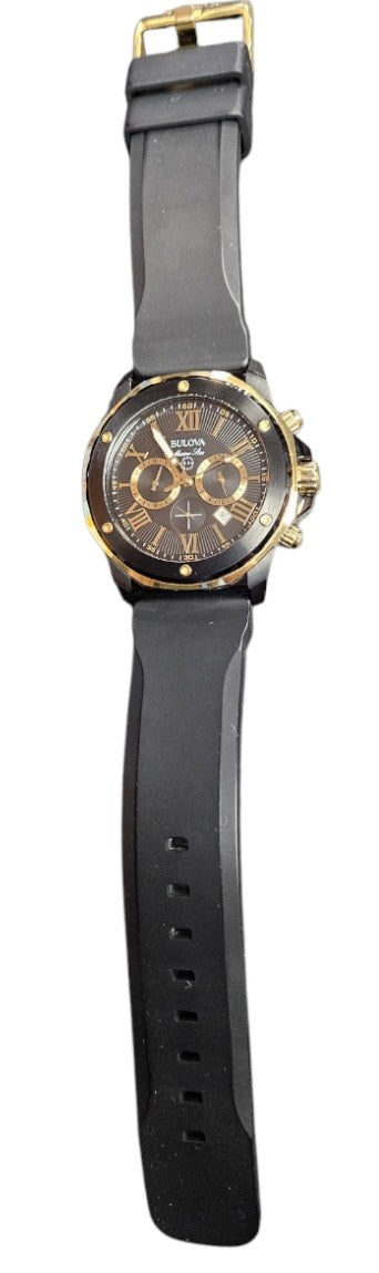 Bulova Marine Star Chronograph Black Dial Men's Watch - Boxed