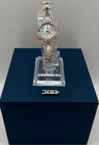 1990's Elegant Brooks & Bentley Ladies Flower Watch boxed with extra links