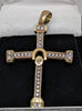 375 9CT Hallmarked, Cross With Flexible Joints, Embedded Stones Along, 10.8G, Boxed