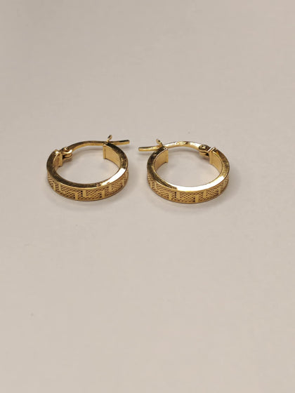 9ct Gold Patterned Hoop Earrings