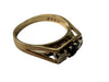 9ct Gold Ring set with Single Dark Blue Stone and 2 Clear Stones