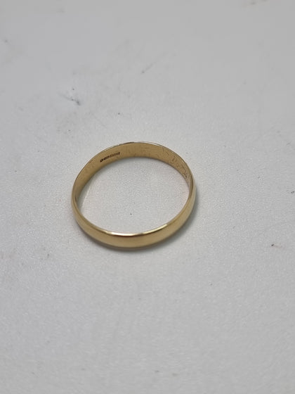 18CT Yellow Gold Wedding Band Ring - Size U - 3.14 Grams