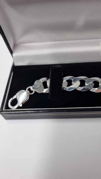 925 Sterling Silver Thick Curb Bracelet - 9