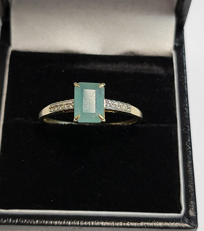 9ct Yellow gold Ring With Grandidierite And White Zircon - 1.94G - Size U - Hallmarked